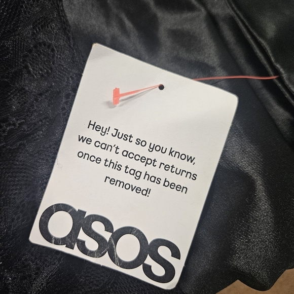 0007 ASOS DESIGN Lace Longsleeve Maxi Dress Open Back Fall Summer Size 4-6 - Picture 12 of 14